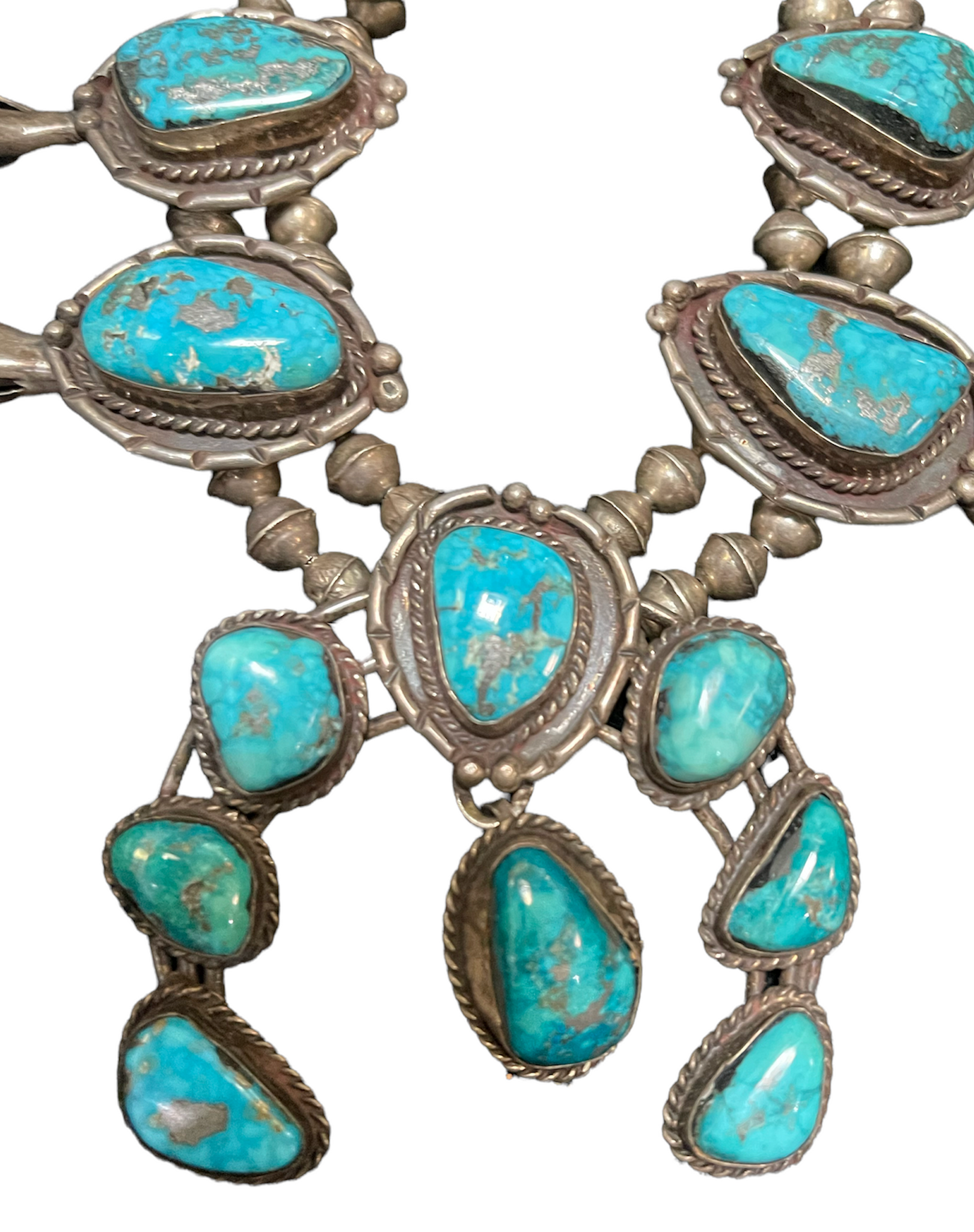 Morenci Mines  Mid 20th Century Turquoise Squash Blossom Necklace PENDANT 3 of 4