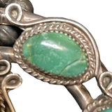  Mid 20th Century Silver and Turquoise  Squash Blossom Necklace DETAIL OF FISSURE 4 of 4