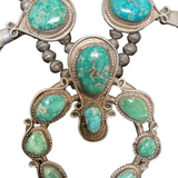  Mid 20th Century Silver and Turquoise  Squash Blossom Necklace PENDANT 3 of 4