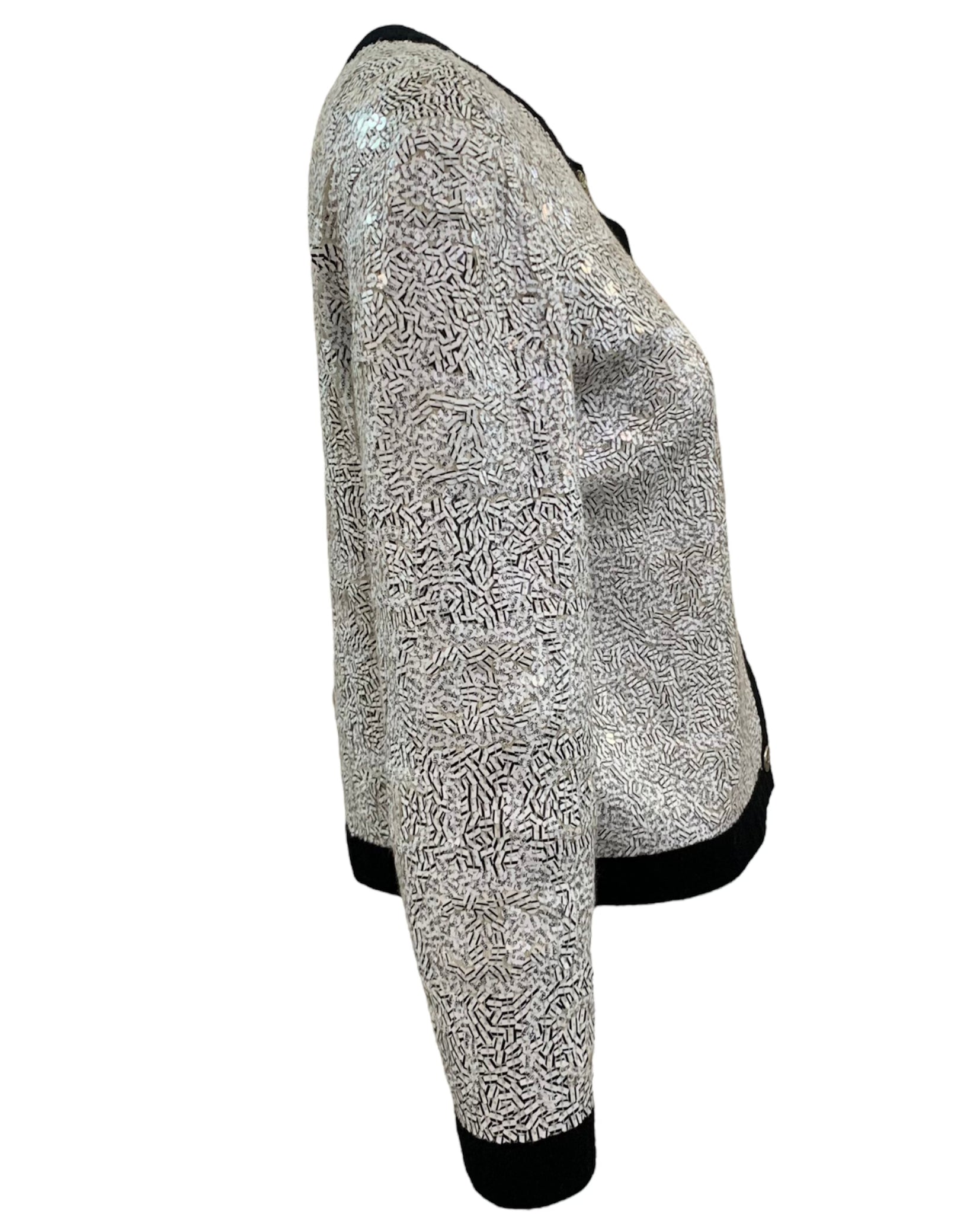 Chanel Contemporary Cashmere Wordy Sequin Cardigan SIDE 2 of 5
