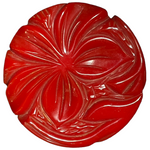  40s Lipstick Red  Bakelite Oversized Deep Carved Circle Brooch FRONT 1 of 2