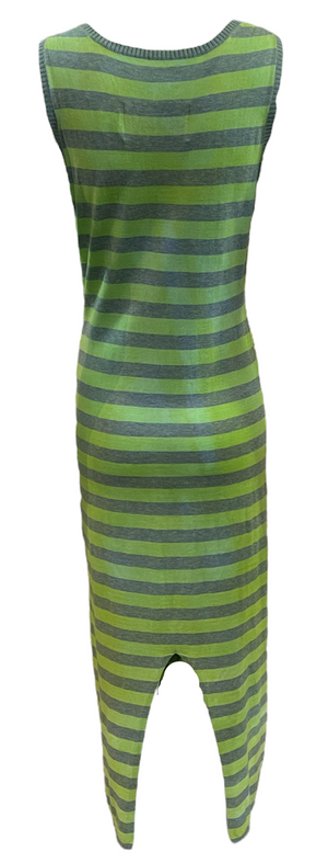 People of the Labyrinths Green Striped Graphic Print Maxi Dress BACK 3 of 6