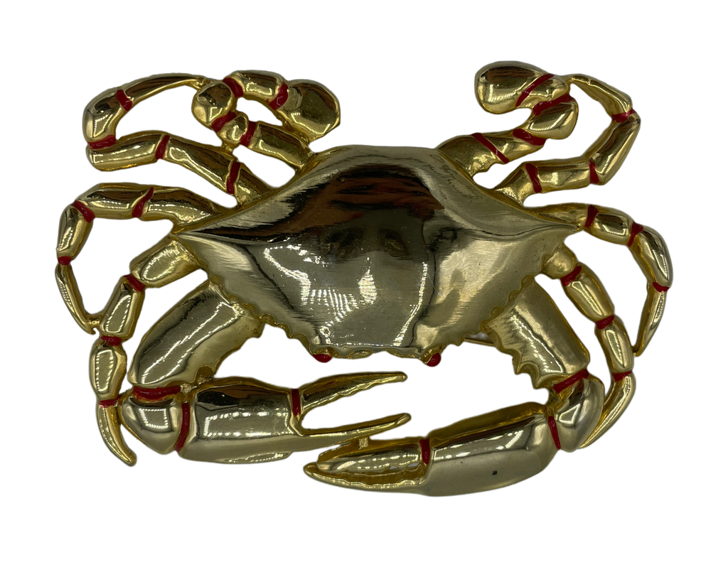 Giant Unsigned Golden Crab Brooch FRONT 1 of 2 