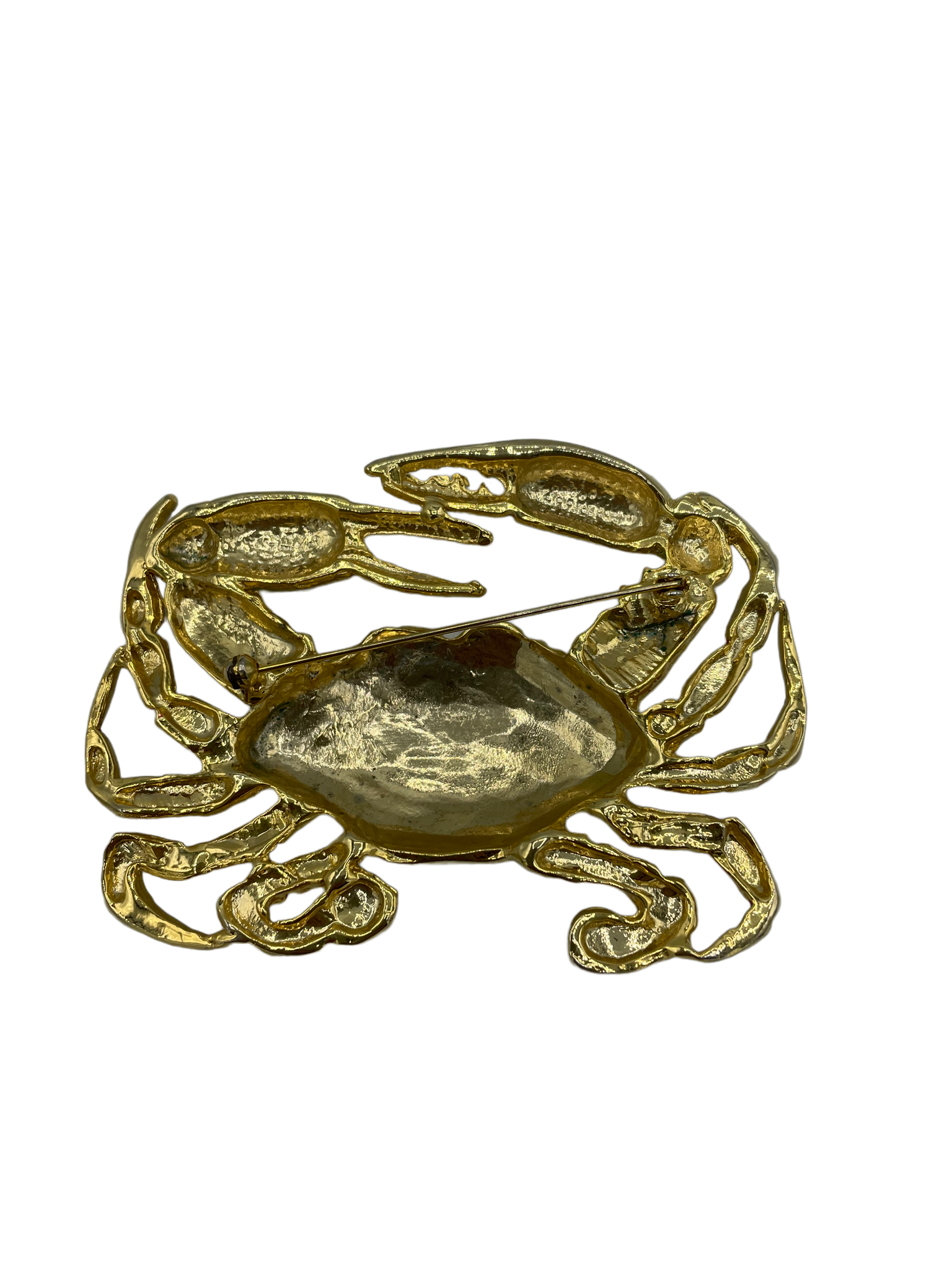 Giant Unsigned Golden Crab Brooch BACK 2 of 2