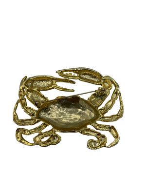 Giant Unsigned Golden Crab Brooch BACK 2 of 2