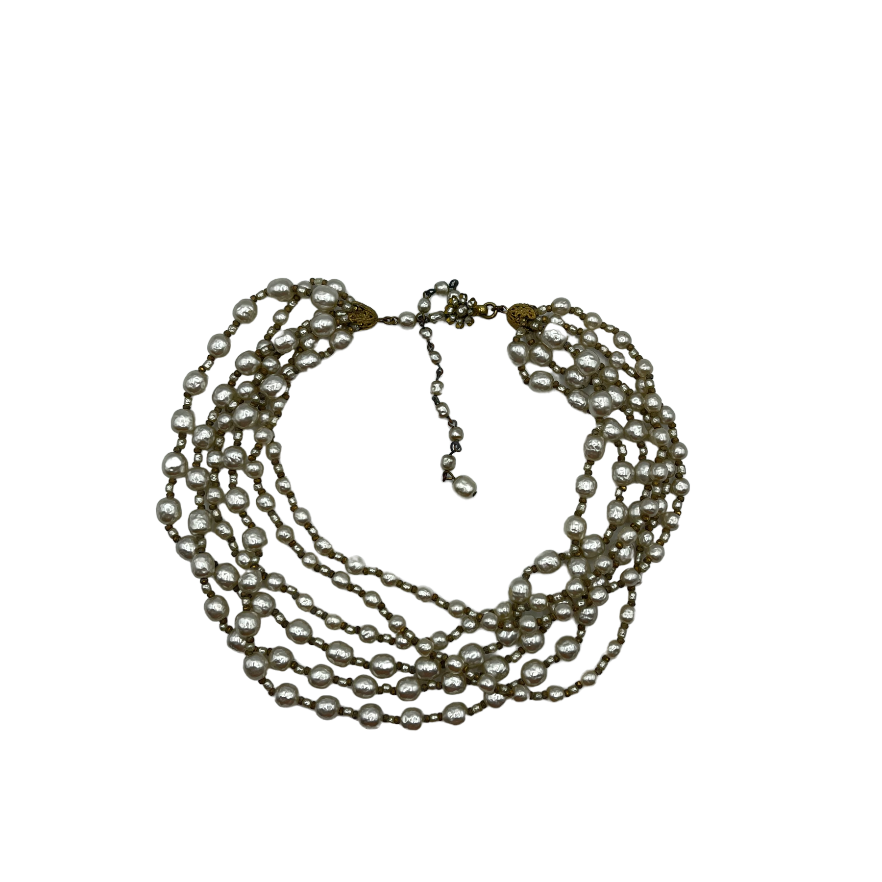 Miriam Haskell 60s Multi Strand Pearl Cocktail Necklace