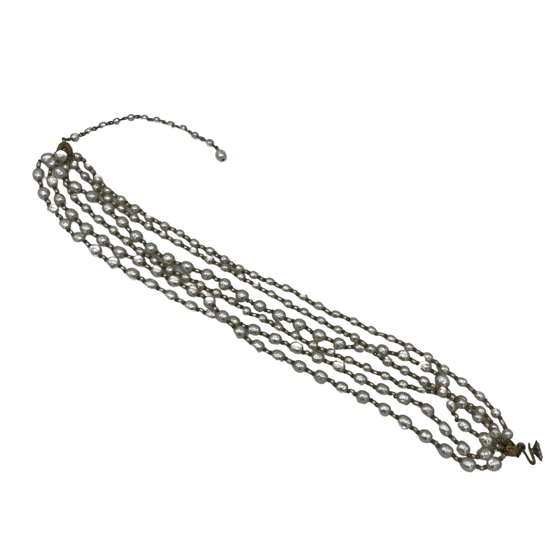 Miriam Haskell 60s Multi Strand Pearl Cocktail Necklace, 2