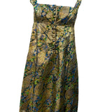 Saks Fifth Avenue 60s Psychedelic  Gold Lame Paisley Mini Dress FRONT 1 of 6