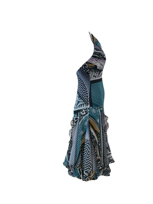 Diane Freis Print Chiffon Party Dress with Matching Stole. SIDE 2 of 7