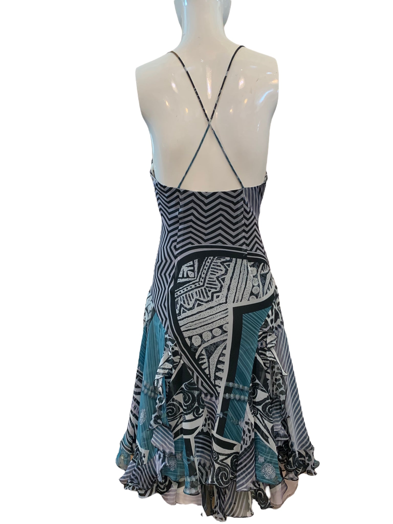 Diane Freis Print Chiffon Party Dress with Matching Stole. BACK 3 of 7