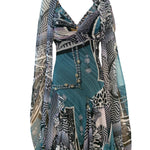 Diane Freis Print Chiffon Party Dress with Matching Stole. WITH WRAP 4 of 7