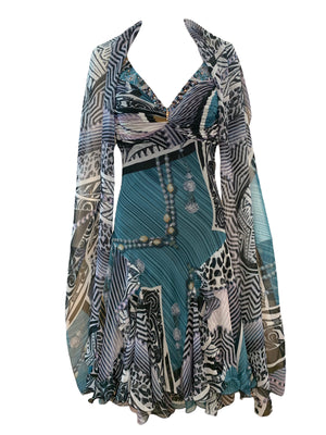 Diane Freis Print Chiffon Party Dress with Matching Stole. WITH WRAP 4 of 7