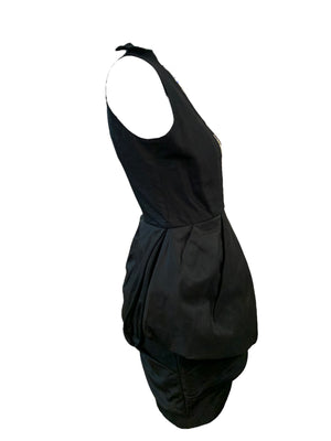 Liliane Romi 50s Black Moire Dress with Rhinestone Yoke SIDE 2 of 6