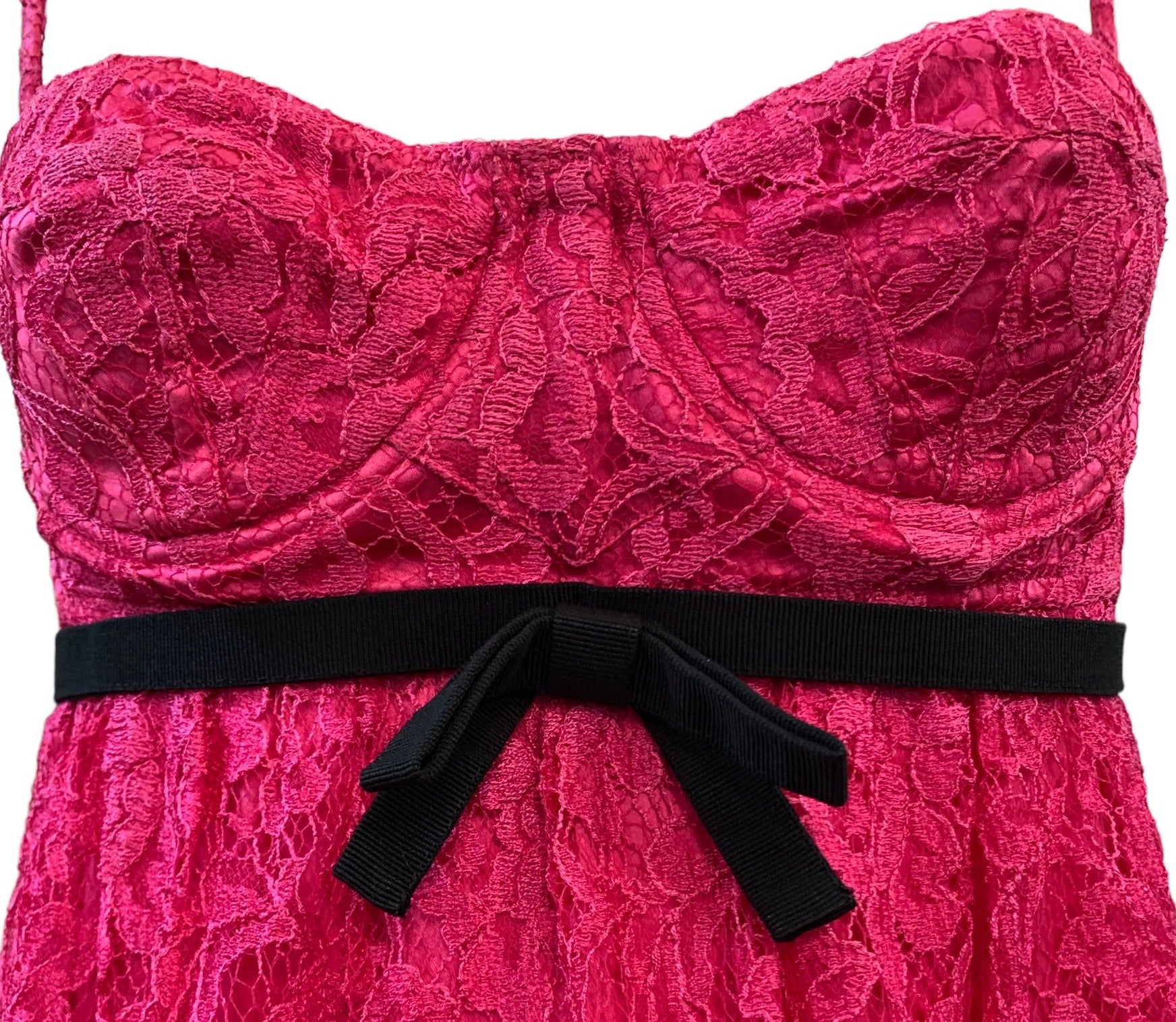 Dolce and Gabbana  Y2K  Hot Pink Lace Baby Doll Mini DETAIL TOP 4 of 6