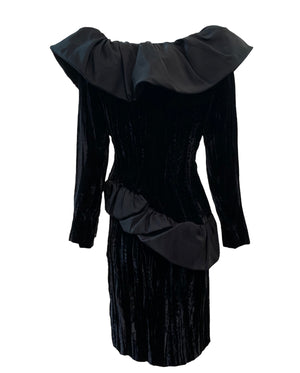 Yves Saint Laurent Rive Gauche 80s Black Crushed Velvet Evening Suit BACK 2 of 6
