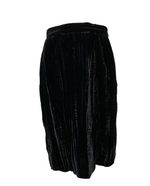 Yves Saint Laurent Rive Gauche 80s Black Crushed Velvet Evening Suit SKIRT 5 of 6