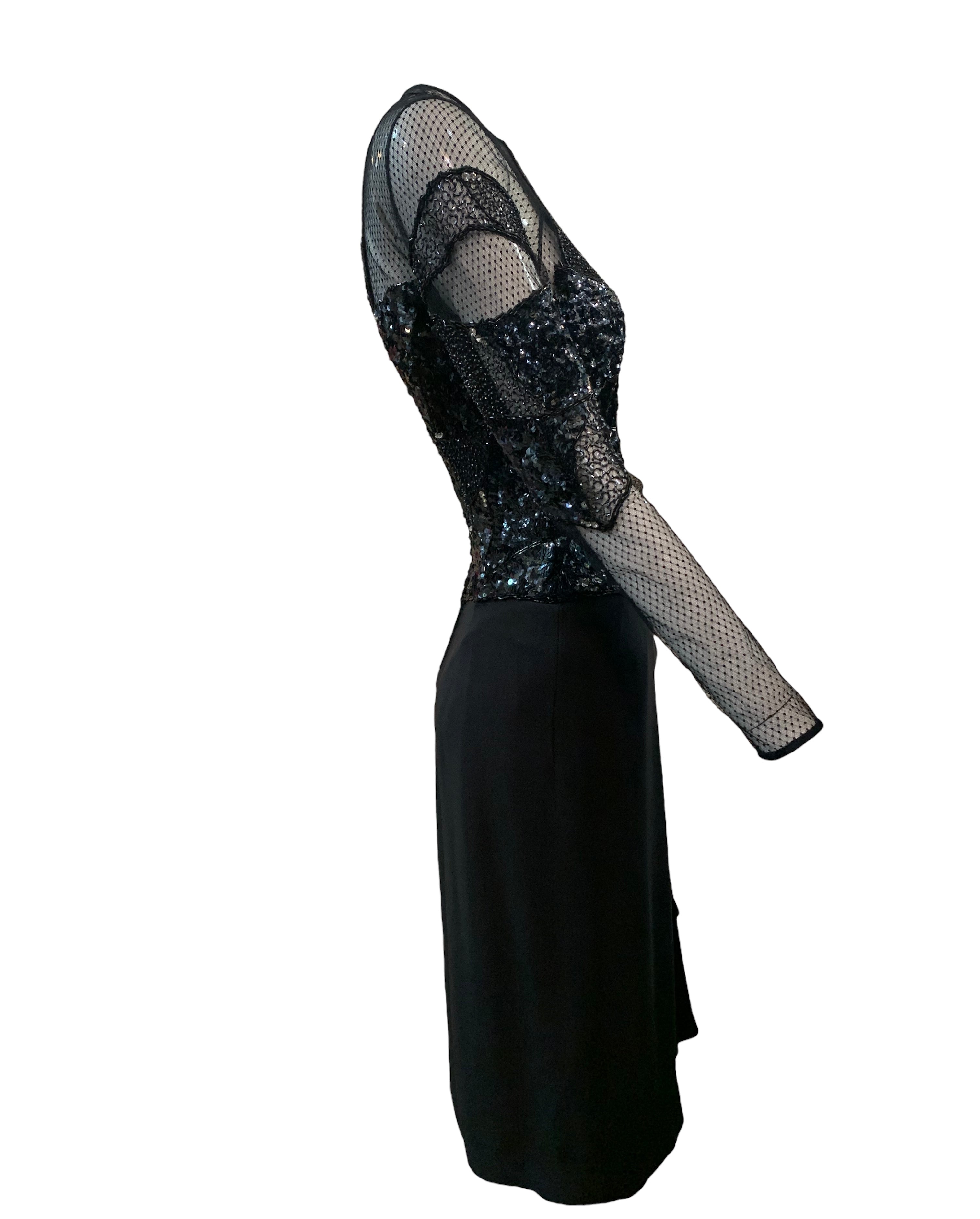 Paul Louis Orrier Black Beaded Cocktail Dress SIDE 2 of 7
