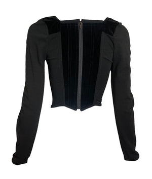 Vivienne Westwood Black Jersey Long Sleeve Corset Top, back