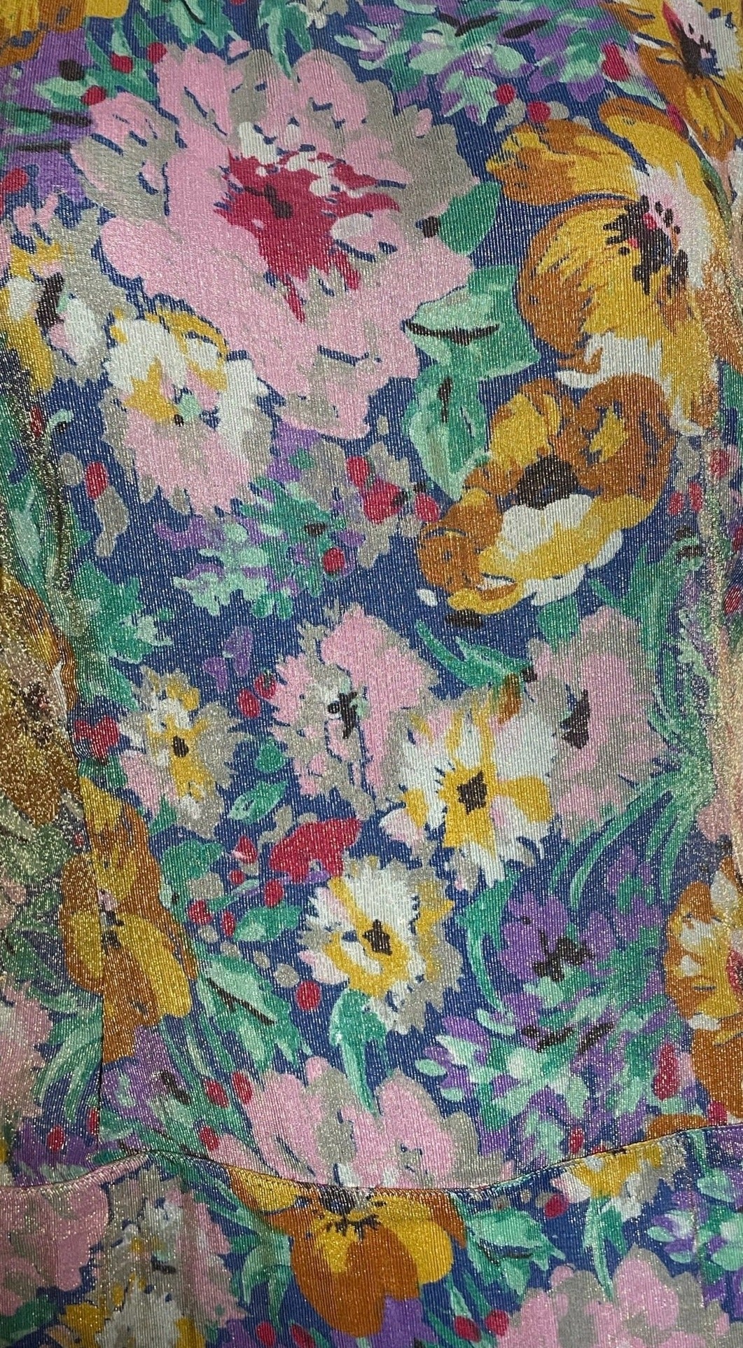 Late 20s/ Early 30s Floral Lame Bias Cut Dress DETAIL 3 of 3