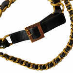 Chanel 90s Leather and Gold Tone Chain Belt, 2
