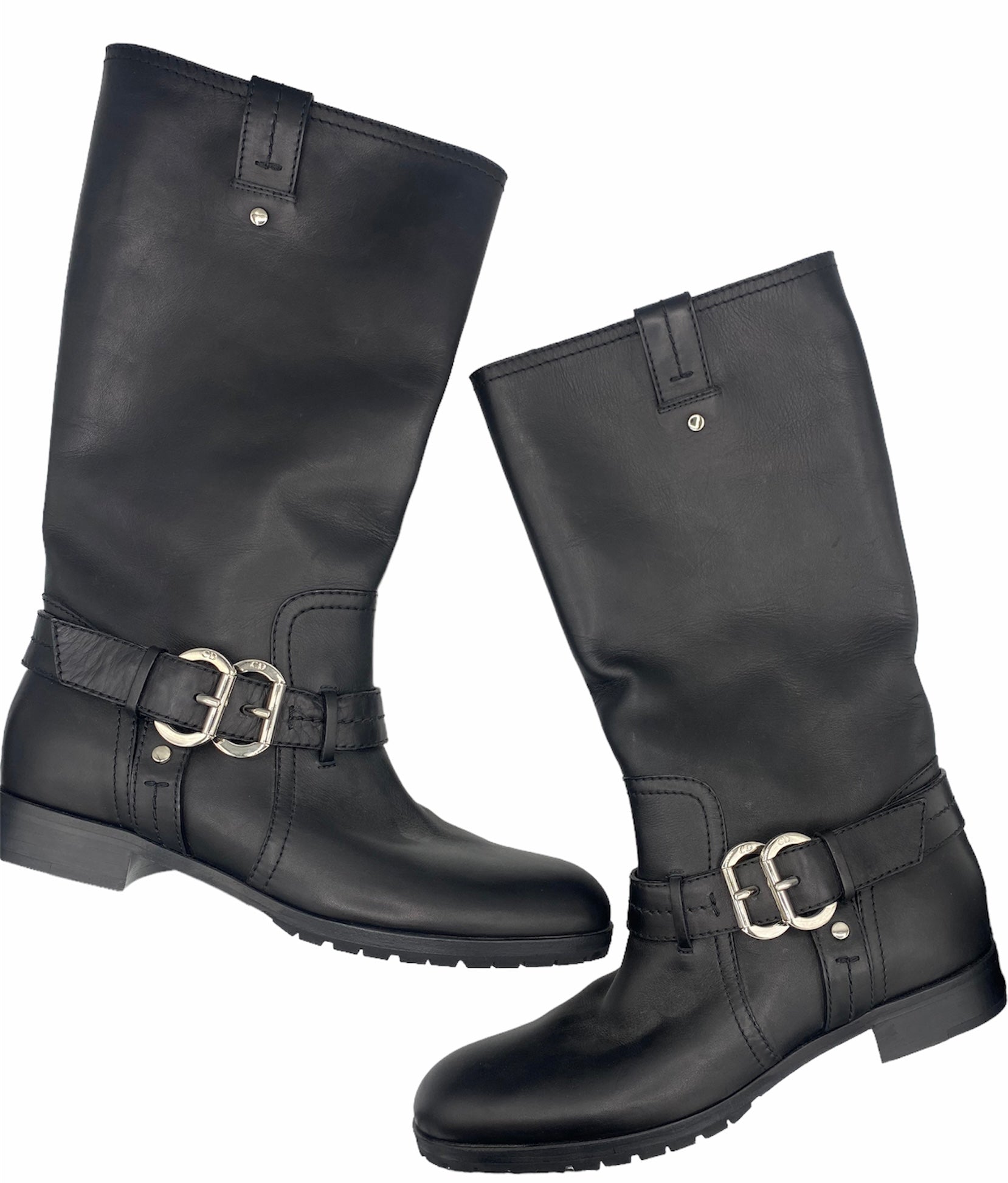 Dior Contemporary Black Leather Motorcycle Boots ALTERNATE SIDE  2 of 5