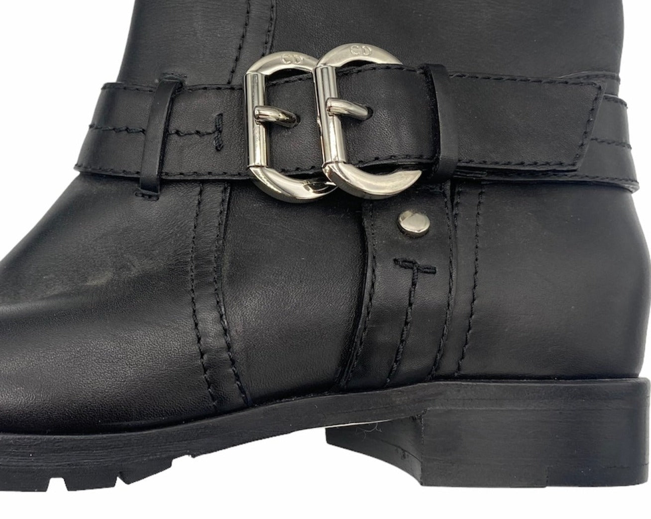 Dior Contemporary Black Leather Motorcycle Boots DETAIL 3 of 5