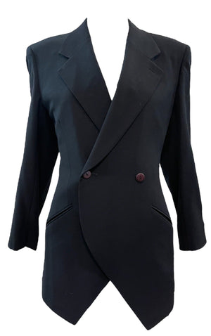 Issey Miyake 90s Black Double Breasted Rayon Skirt Suit  JACKET 4 of 8