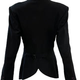Issey Miyake 90s Black Double Breasted Rayon Skirt Suit JACKET BACK 5 of 8