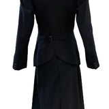 Issey Miyake 90s Black Double Breasted Rayon Skirt Suit BACK 3 of 8