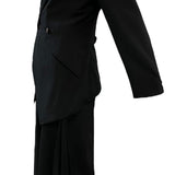 Issey Miyake 90s Black Double Breasted Rayon Skirt Suit SIDE 2 of 8