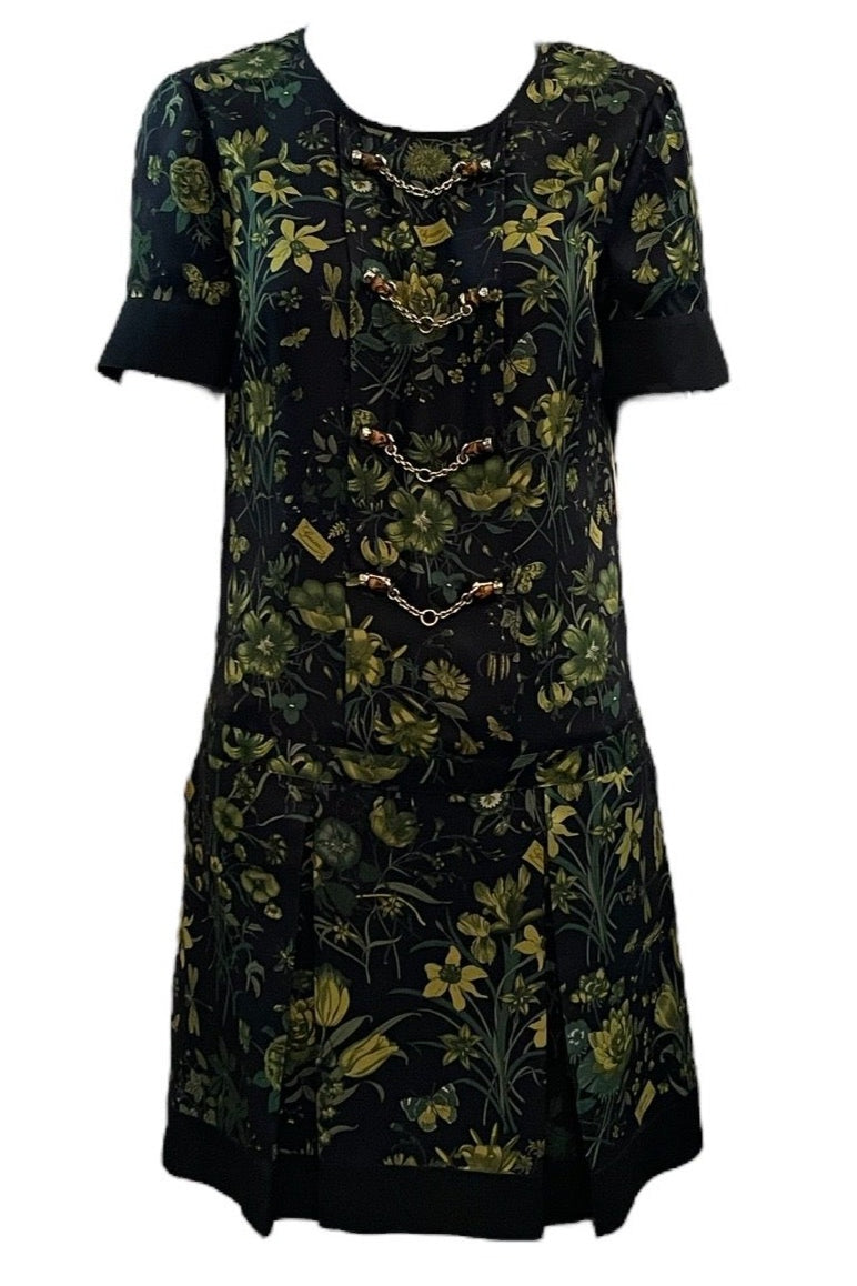  Gucci 2000s Floral Silk Mini Dress with Bamboo Hardware FRONT 1 of 6