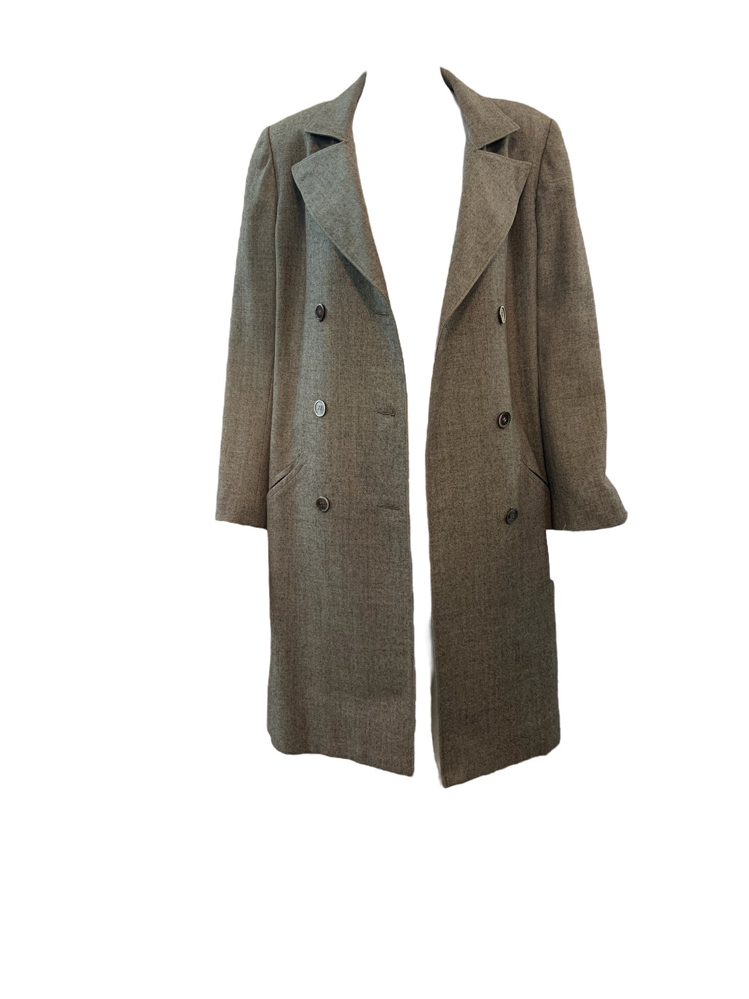 Chloe 70s Grey/Brown Wool Double Breasted Overcoat OPEN FRONT 2 of 6