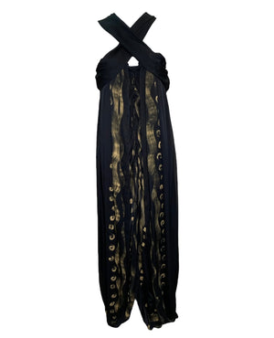 YSL 2010s  Black  Strapless Gown with Golden Accents  FRONT A 1 of 6