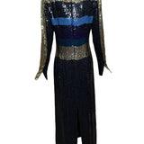  Pierre Cardin 60s Striped Sequin Sheath Gown BACK 3 of 5
