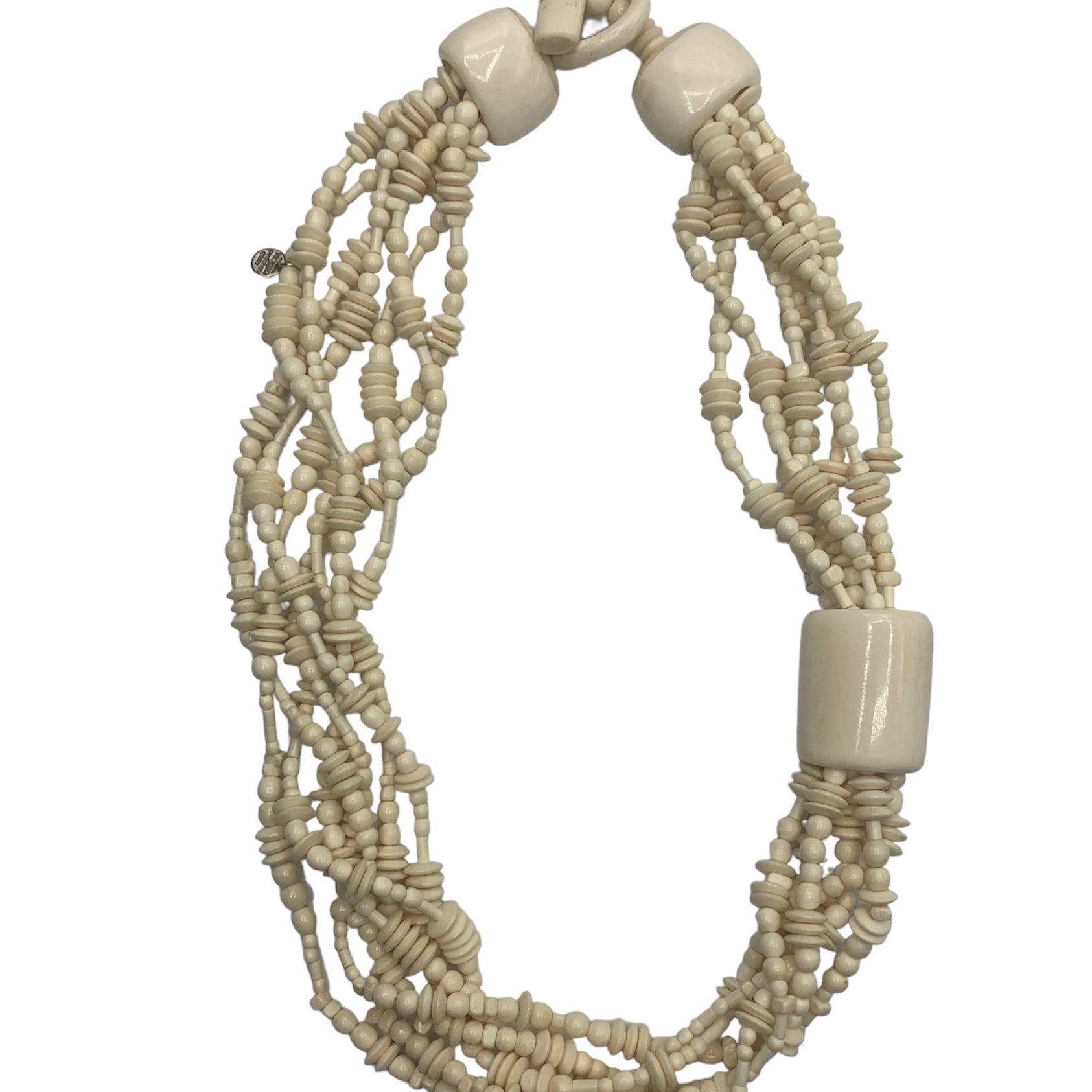 Gerda Lynggaard for Monies White Beaded Necklace FRONT 1 of 4