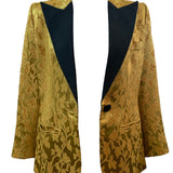 YSL Rive Gauche 1990s Yellow Jacquard Tuxedo Jacket with Peaked Lapel FRONT OPEN 2 of 7