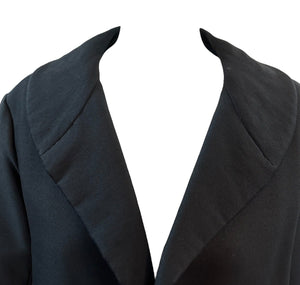 50s Christian Dior New York Original Black Open Front Coat, neckline