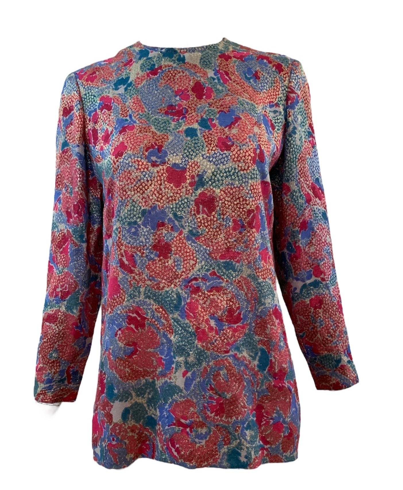 Norman Norell 60s Floral Lame Pantsuit Ensemble TOP 4 of 8