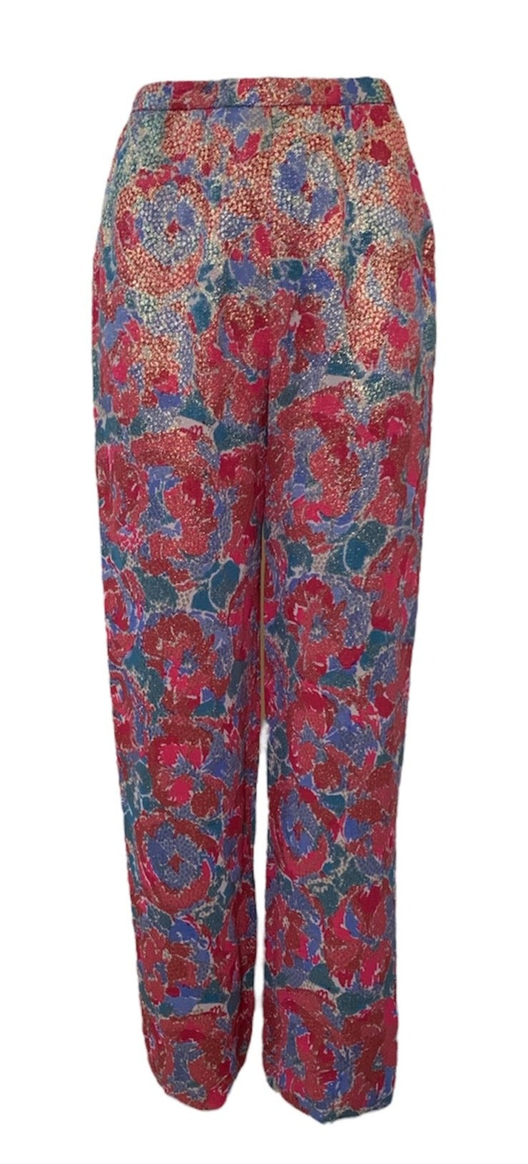 Norman Norell 60s Floral Lame Pantsuit Ensemble PANTS 6 of 8