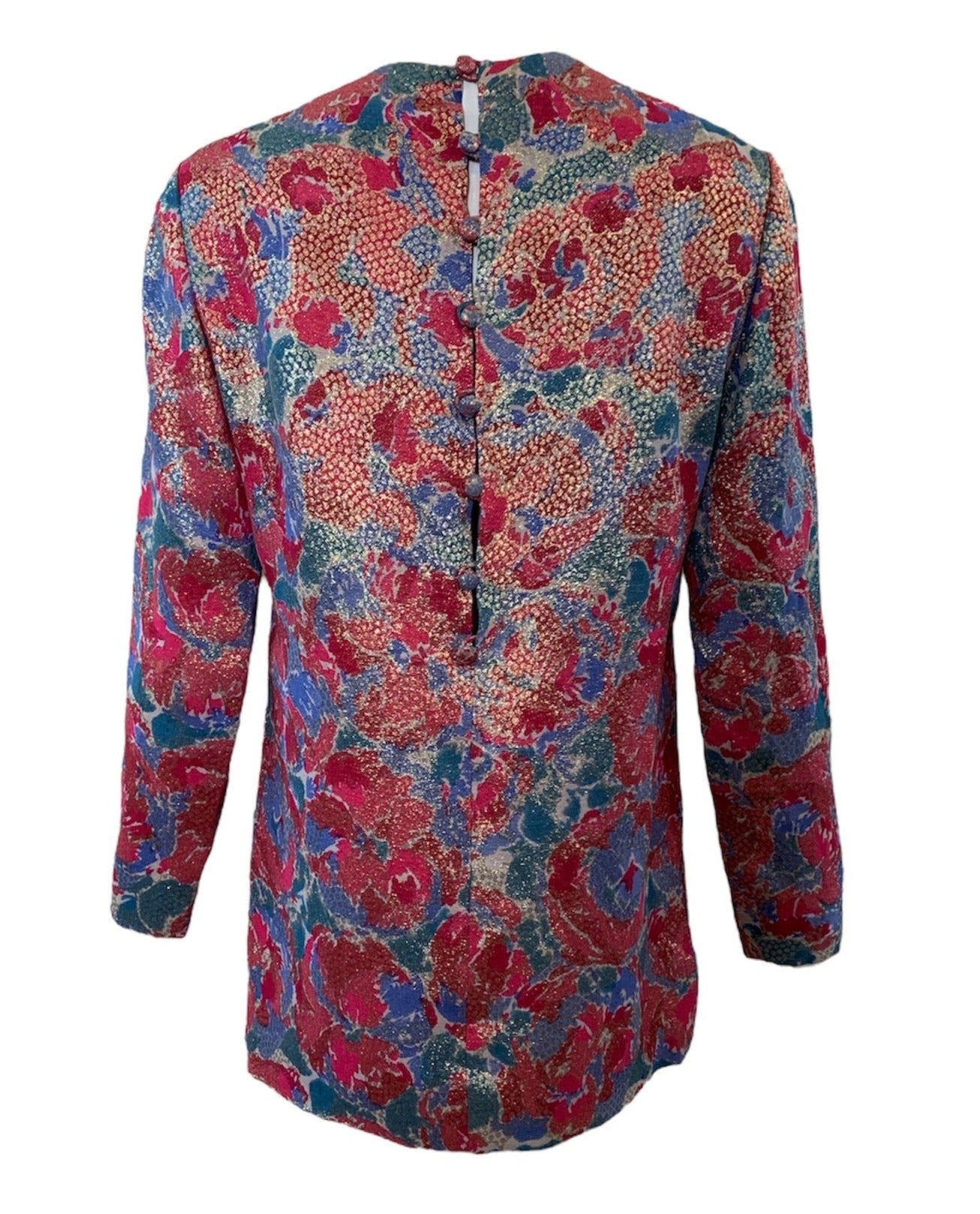 Norman Norell 60s Floral Lame Pantsuit Ensemble BLOUSE BACK  5 of 8