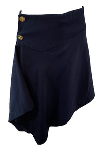 Vivienne Westwood 90s Blue Asymmetrical Wool Skirt FRONT 1 of 5