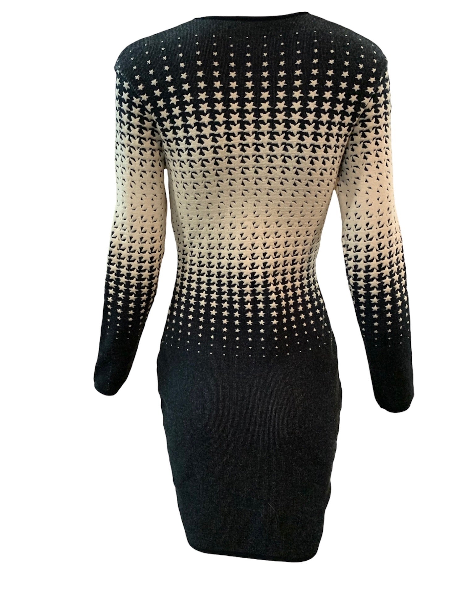  Thierry Mugler 90s Black and White Body Op Art Body Con Knit Dress BACK 3 of 5