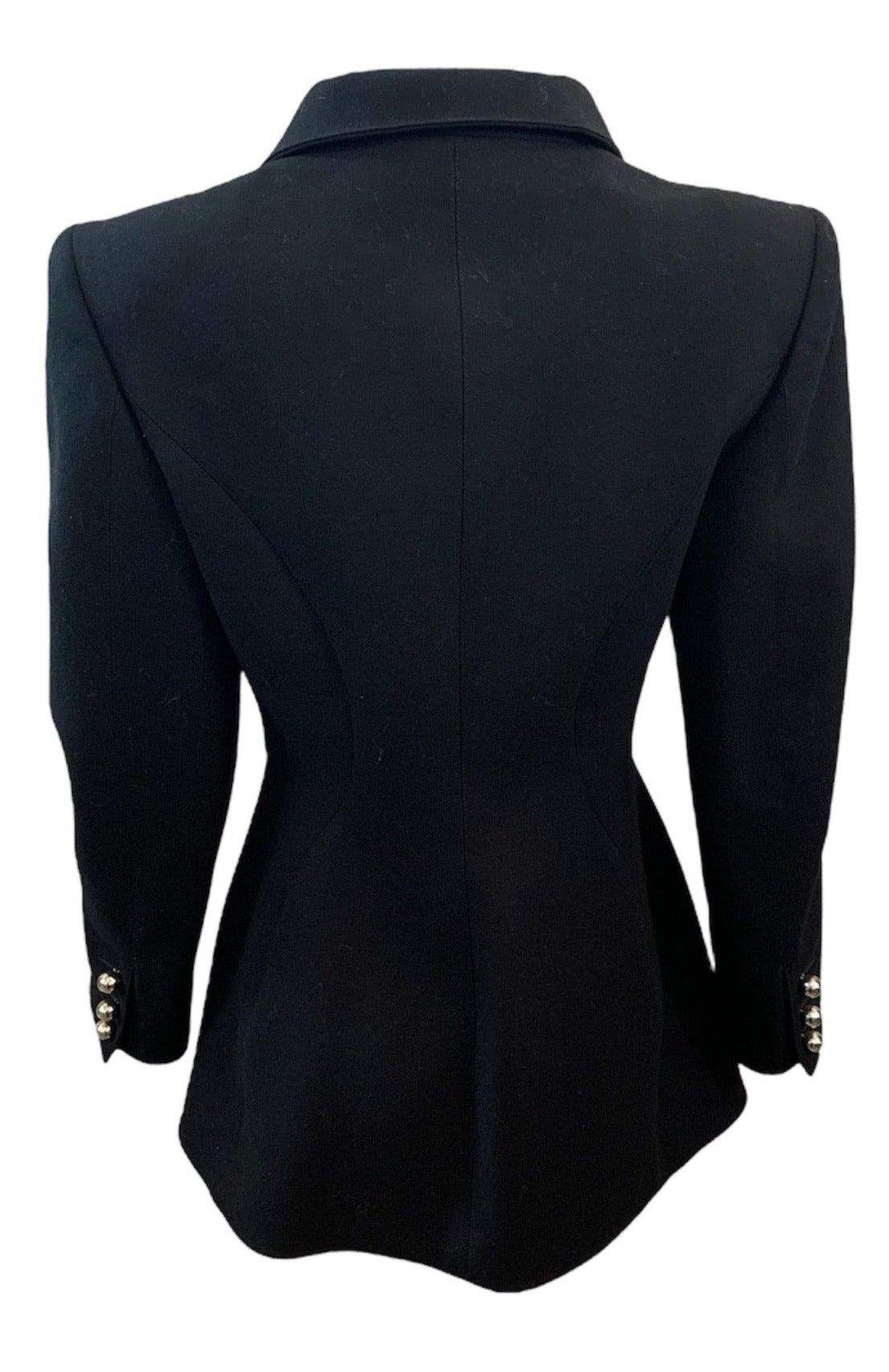 Claude Montana 80s Black Wool  Zip Jacket with Chrome Details BACK 3 of 6