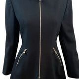Claude Montana 80s Black Wool  Zip Jacket with Chrome Details FRONT 1 of 6