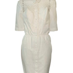 Thierry Mugler 90s White Pique Day Dress with Peekaboo Yoke. FRONT  1 of 5