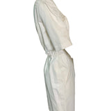 Thierry Mugler 90s White Pique Day Dress with Peekaboo Yoke. SIDE 2 of 5