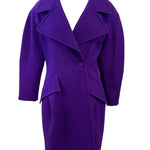 Christian Lacroix 90s Exaggerated Silhouette Purple Wool Coat FRONT CLOSED1 of 5