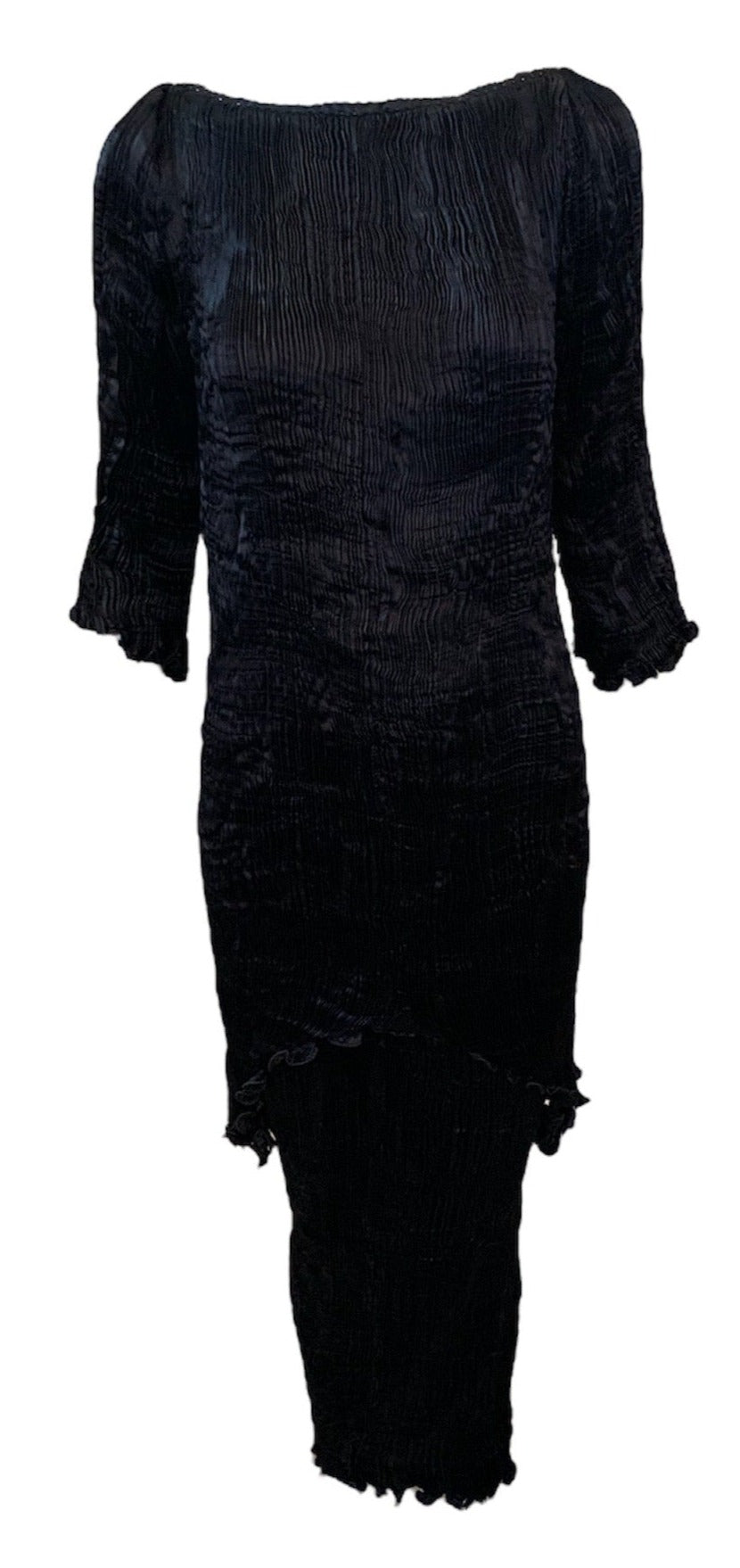 Patricia Lester 80 Black  Fortuny Style Pleated Two Piece Evening Ensemble  FRONT 1 of 7