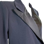 YSL Navy Blue Double Breasted Tuxedo Coat Dress with Matching Sash Belt DETAIL 4 of 5