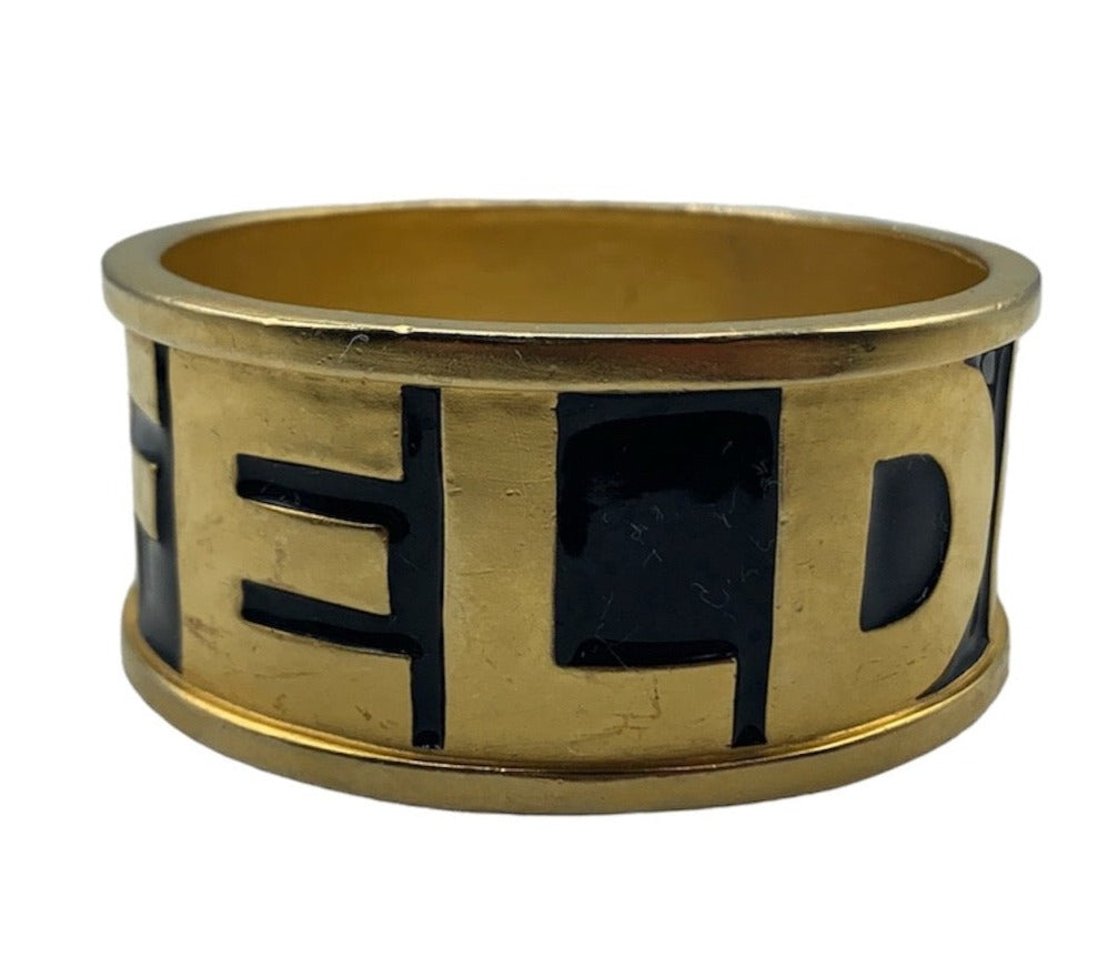 Karl Lagerfeld 90s Heavy Gold-Tone Enameled Cuff Bracelet THIRD SEGMENT 3 of 5